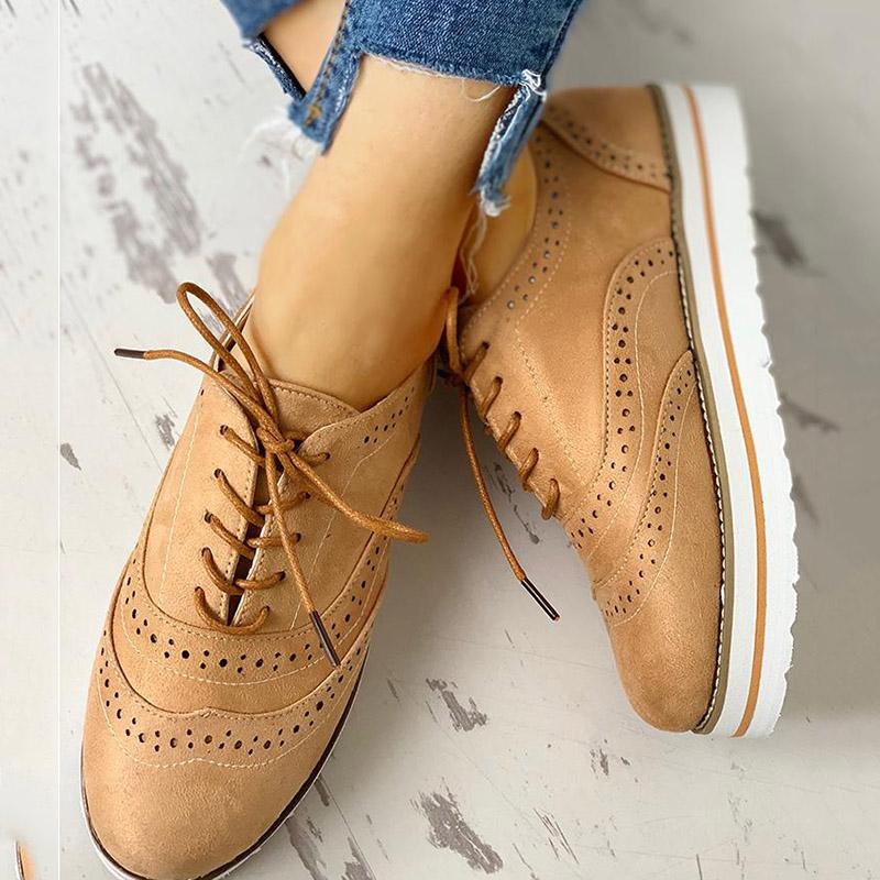 Women's Lace Up Perforated Oxfords Shoes
