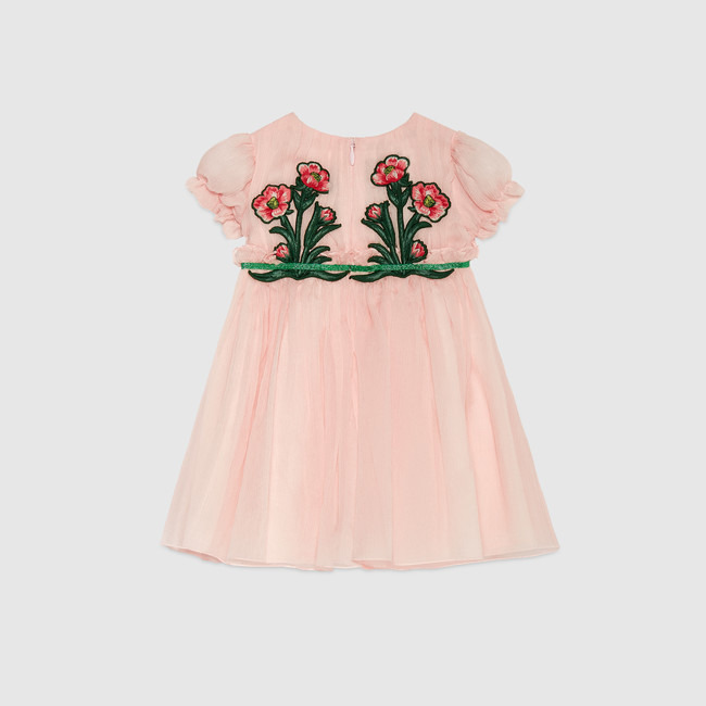 Children's silk dress with embroidery