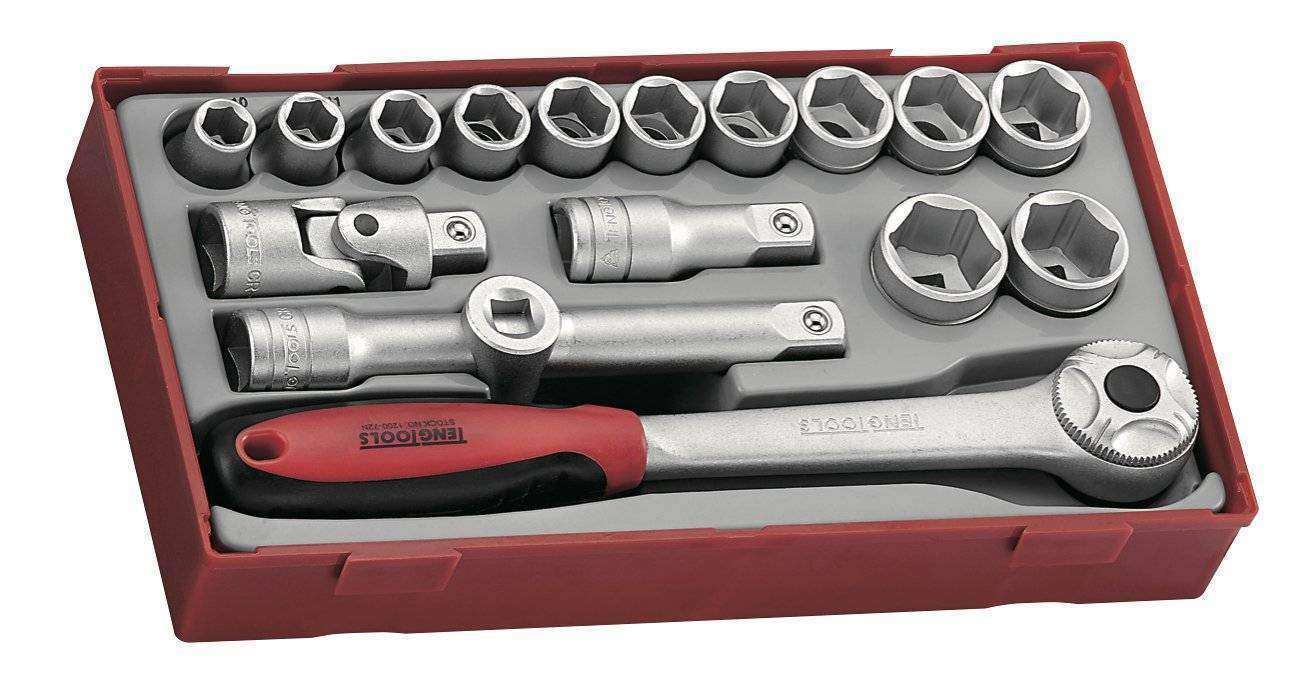 Teng Tools �C 17 Piece 1/2 inch Drive 6 Point Socket Set �C TEN-O-TT12186