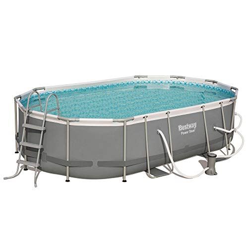 Power Steel 16ft x 10ft x 42in Outdoor Swimming Pool Set with Ladder & Cover