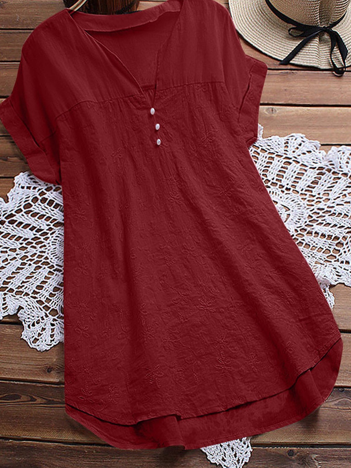 Short Sleeve V Neck Sweet Shirts & Tops