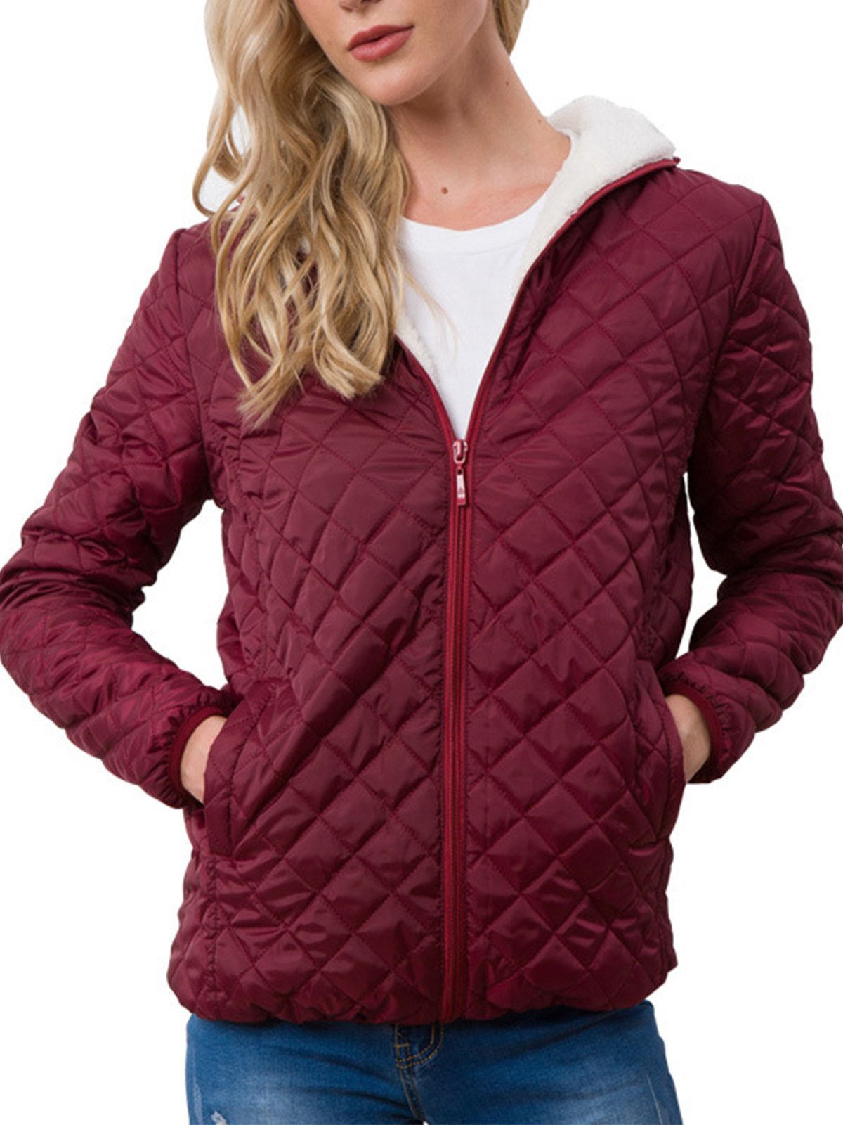 Crew Neck Hooded Cotton-padded  Coats