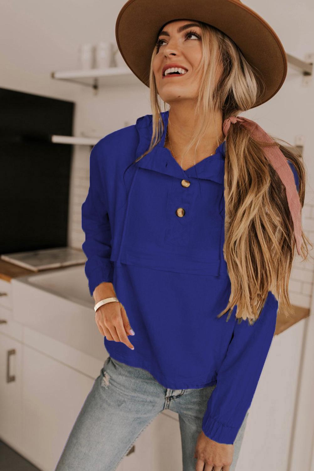 Blue Alpine Drawstring Hoodie