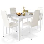 Dining Room Table Set for Kitchen, Breakfast Nook, Small Spaces, White