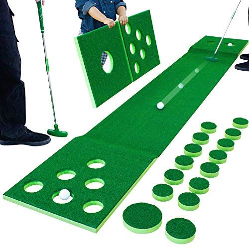 Green Putting Pong Golf Game Mat Portable for Backyard Office Tailgate Beach Party