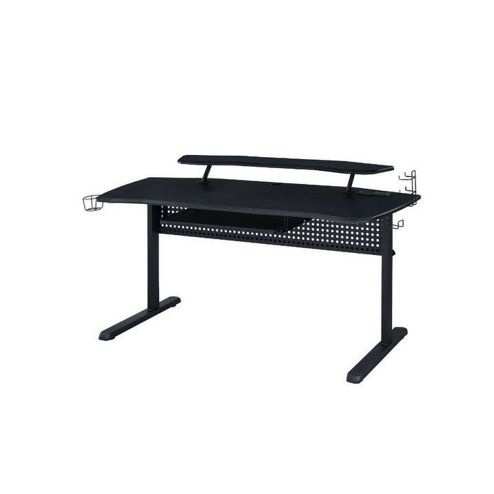 Q-Max Gaming Table in Black Finish PVC Paper Metal White