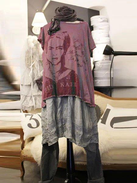 Women Gray Round Neck Casual Shirts & Tops