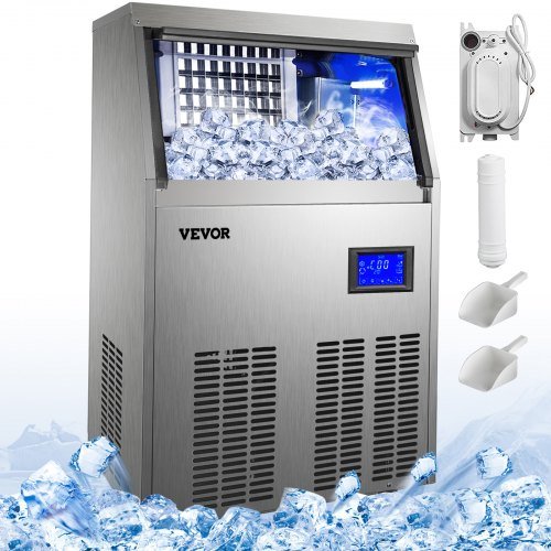155lbs Commercial Ice Maker Ice Cube Making Machine 70kg Automatic 28lbs Storage