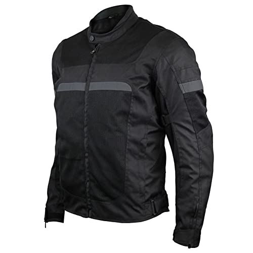 Textile Reflective Mesh Riding Mens Motorcycle Jacket w/ CE amors for 3 Season / M