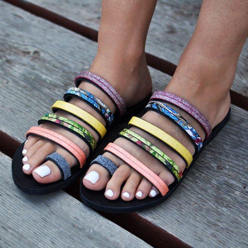 Black Dress Artificial Leather Summer Slippers