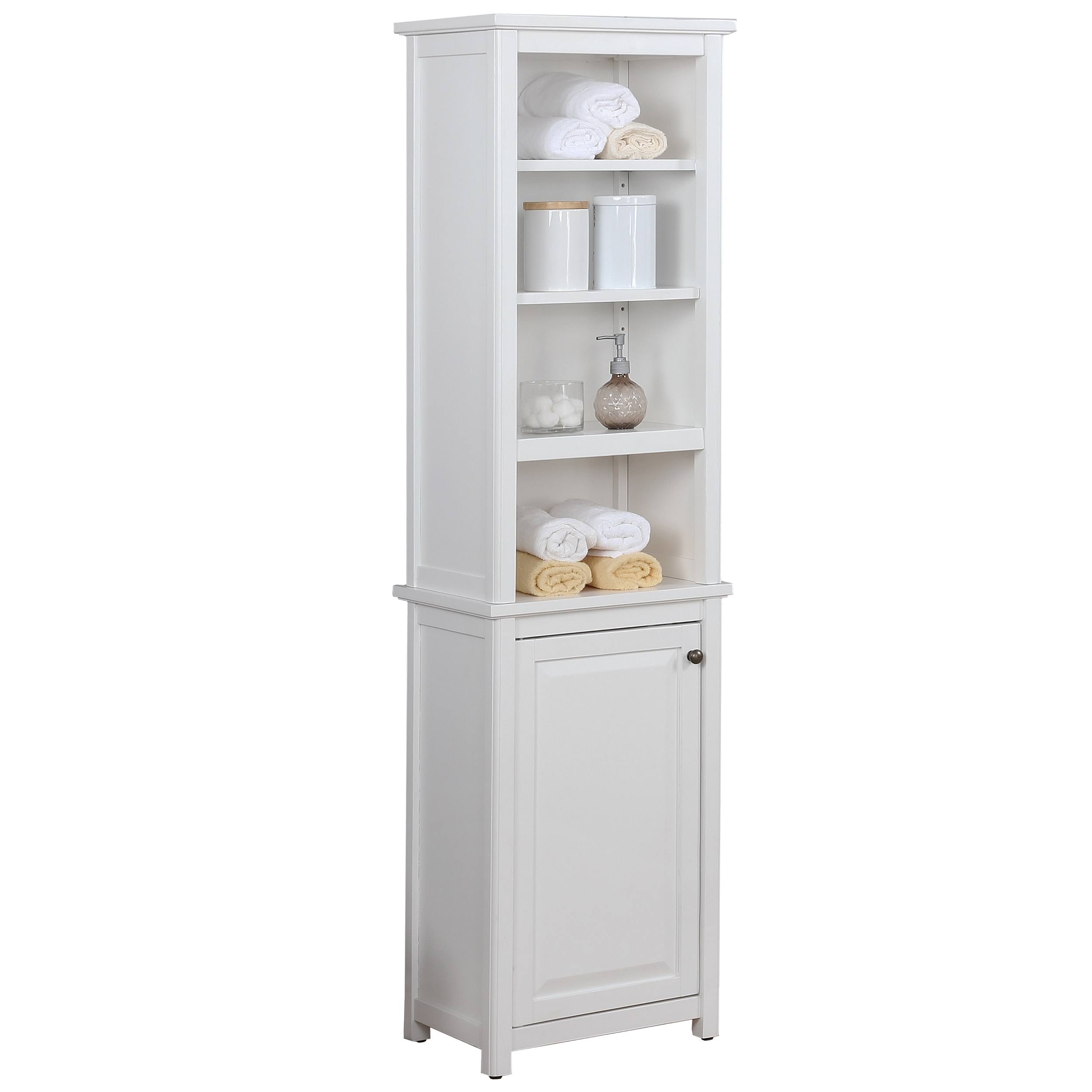 Porch den Everest Bathroom Storage Tower with Open Upper Shelves and Lower Cabinet