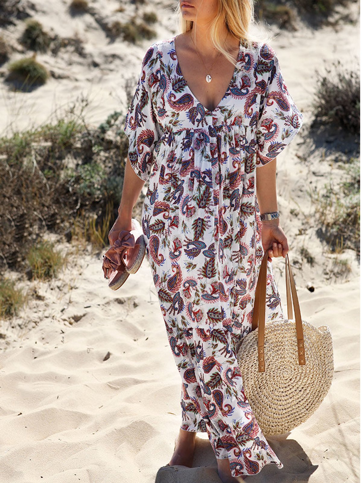 As Picture V Neck Short Sleeve Dresses