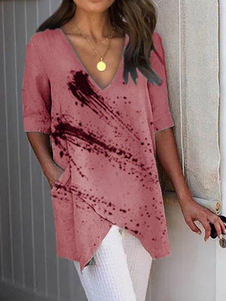 Printed V neck Casual Shirts & Tops