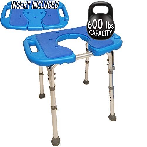 Padded with Cutout and Insert. Heavy Duty Shower Chair/Stool