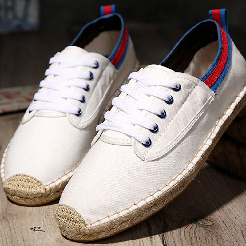 Canvas Lace-up Flat Shoes