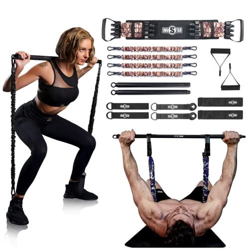 INNSTAR Resistance Bands Bar Exercise Bands Attachment 38��� Black Max Load 800lb for Home Gym