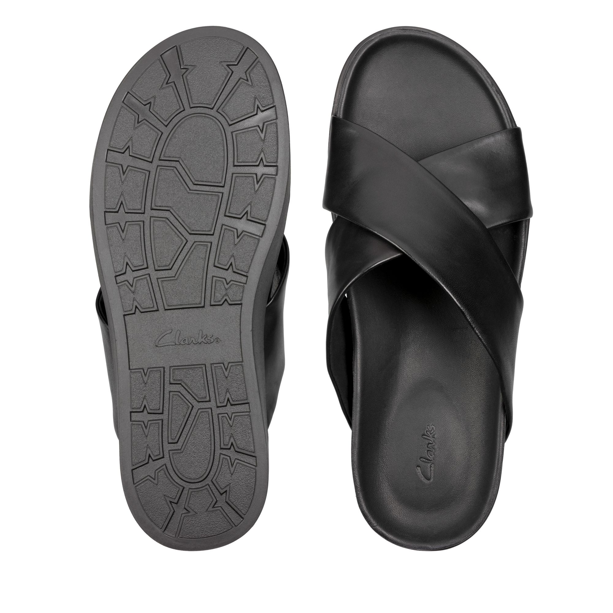 Men Sandals Sunder Cross Black Leather