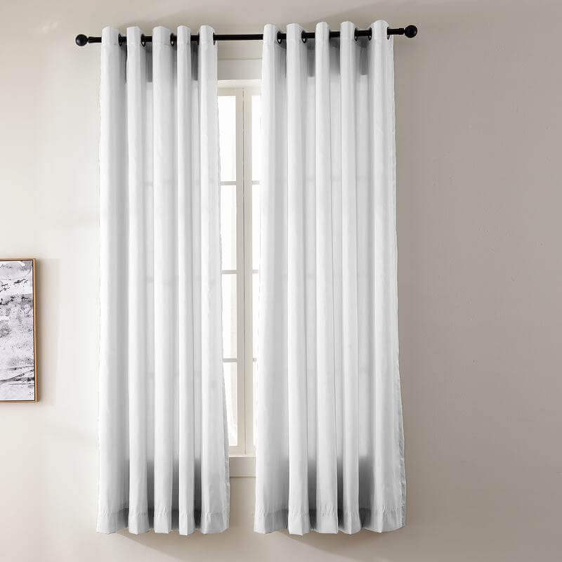 Antique Bronze Grommet Faux Dupioni Silk Drape Curtain with Blackout Lined Yun