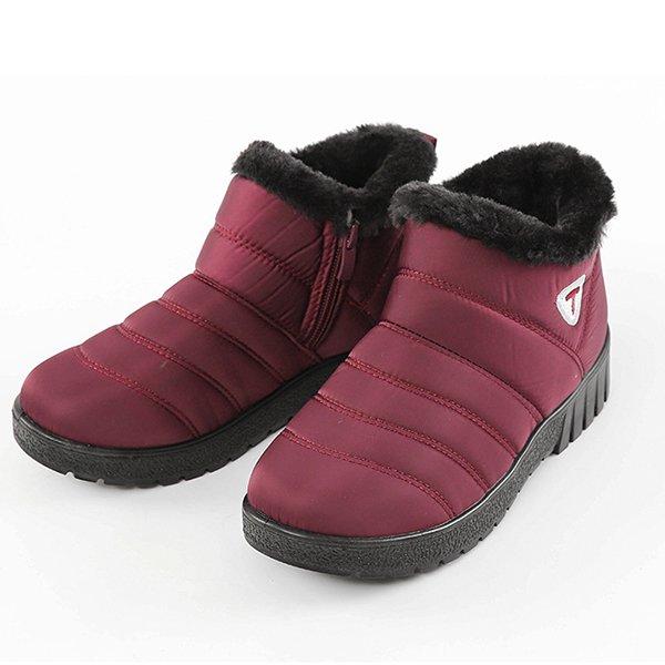 Warm Waterproof Cloth Low Heel Snow Boots