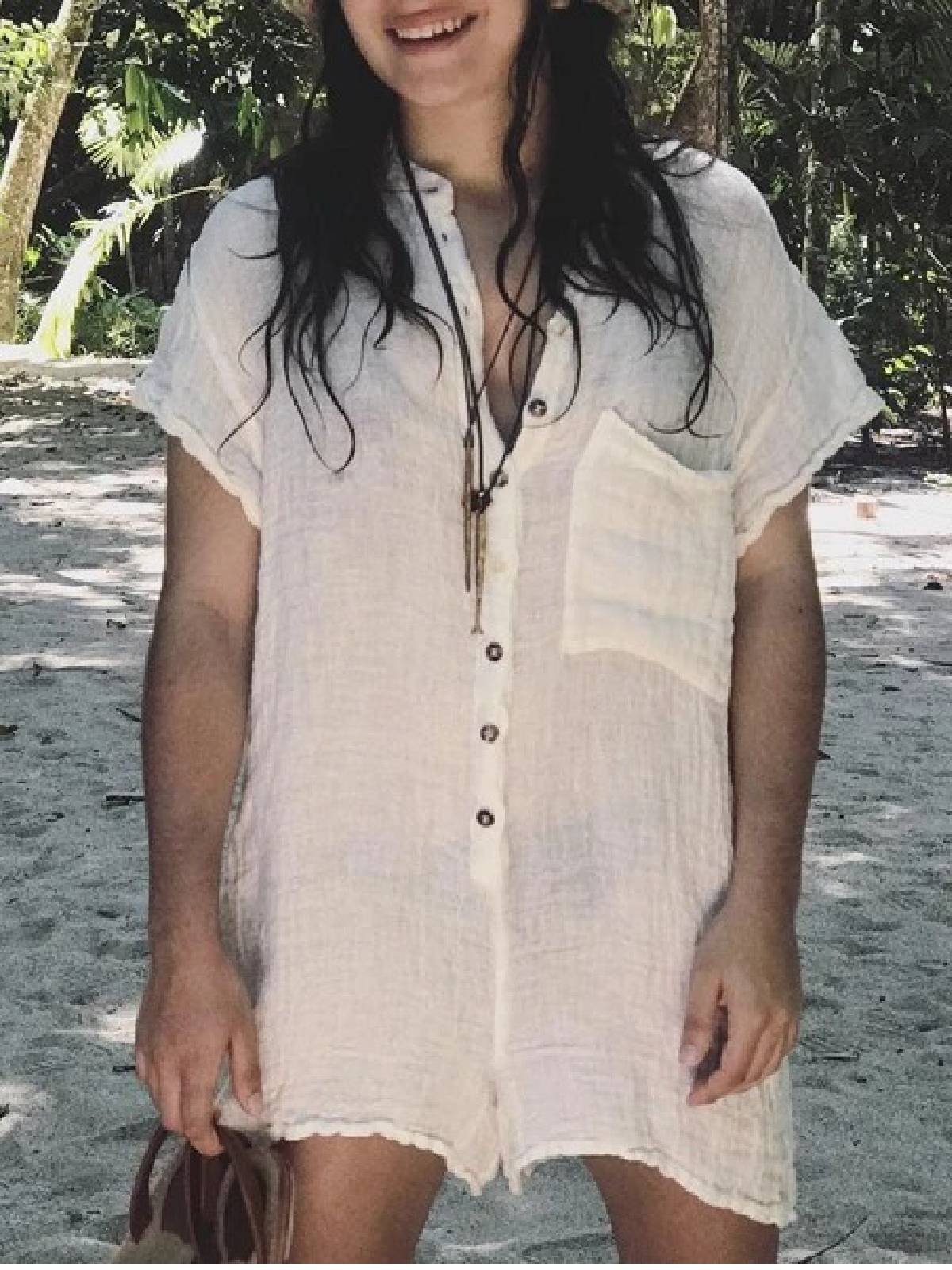 Plus Size Casual Solid V Neck Short Sleeve Pockets Suits