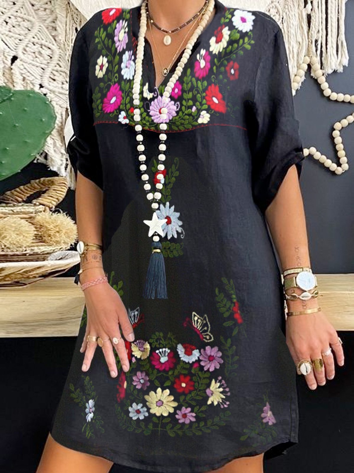 Short Sleeve Floral Dresses