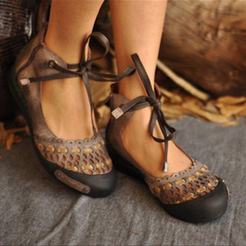 Hollow-Out Flat Heel Suede Loafers