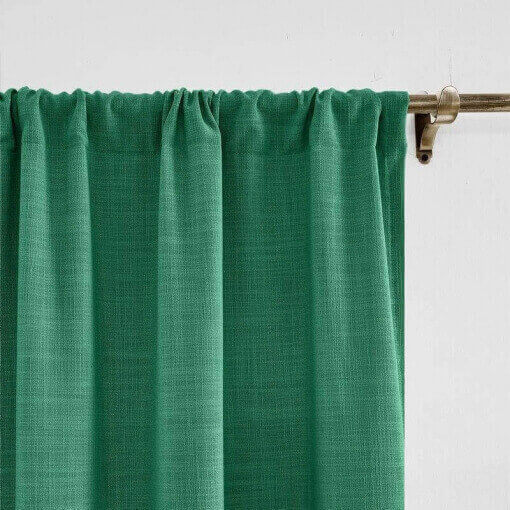 Rod Pocket Faux Linen Window Curtain with Blackout Lined LIZ