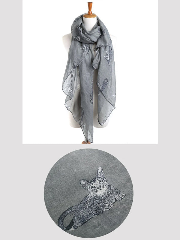 Hot Sale Womens Spring Cats design Bali Yarn Scarves