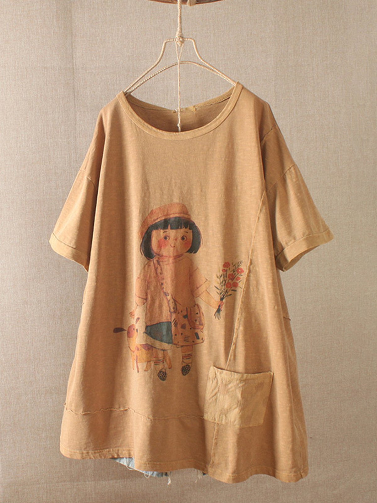 Casual Short Sleeve Round Neck Plus Size Tops