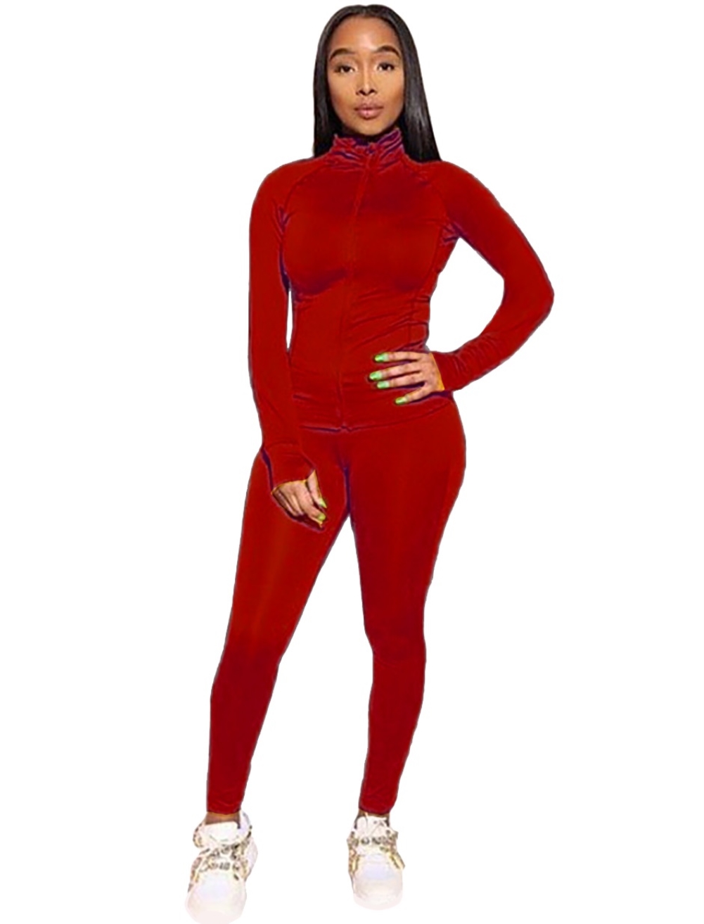 Long Sleeve Plain Tight Tracksuit