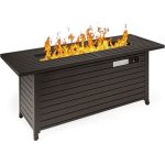Best Choice Products 57in Propane Gas Fire Pit Table, 50,000 BTU Outdoor Rectangular Firepit for Outside, Patio w/Extruded Aluminum Table Top, Burner Lid, Storage, Cover, Glass Beads �C Dark Brown
