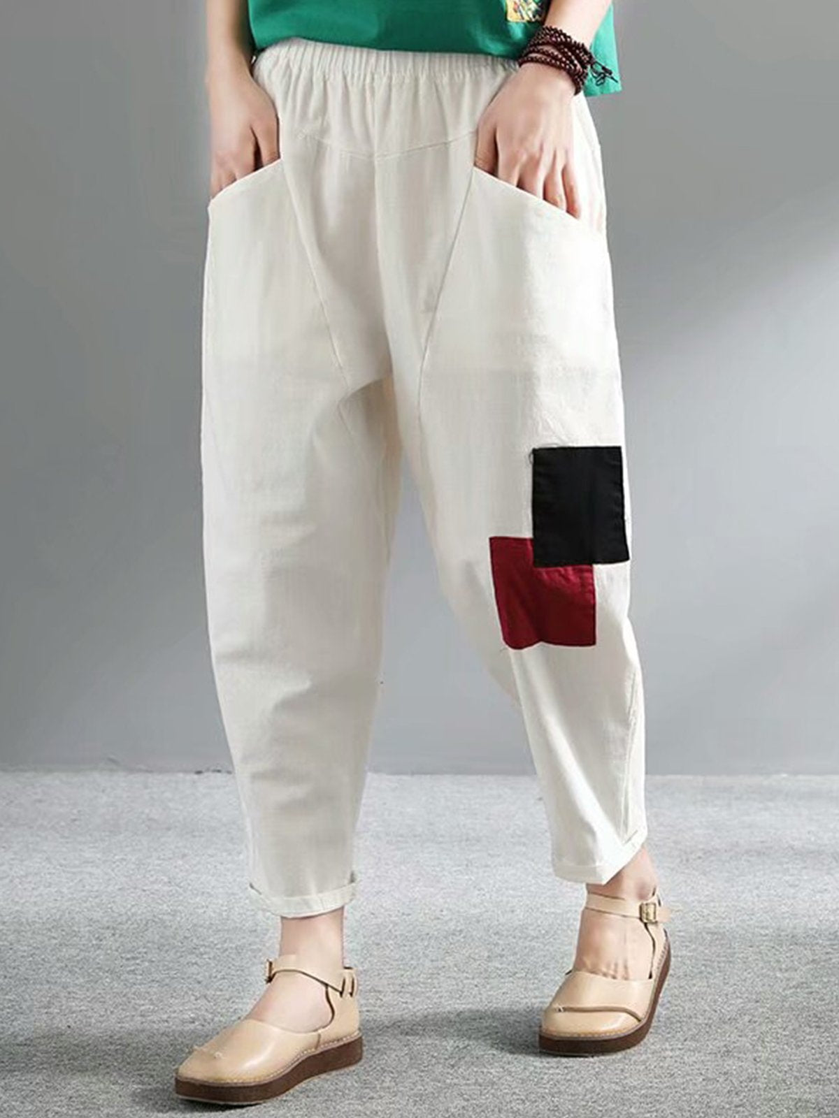 Summer Casual Cotton Pockets Pants