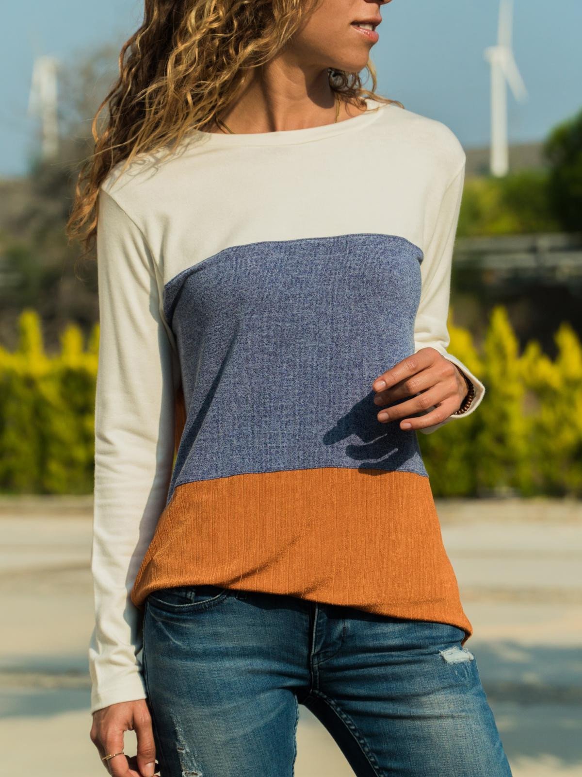 White Color-Block Solid Simple & Basic T-Shirts