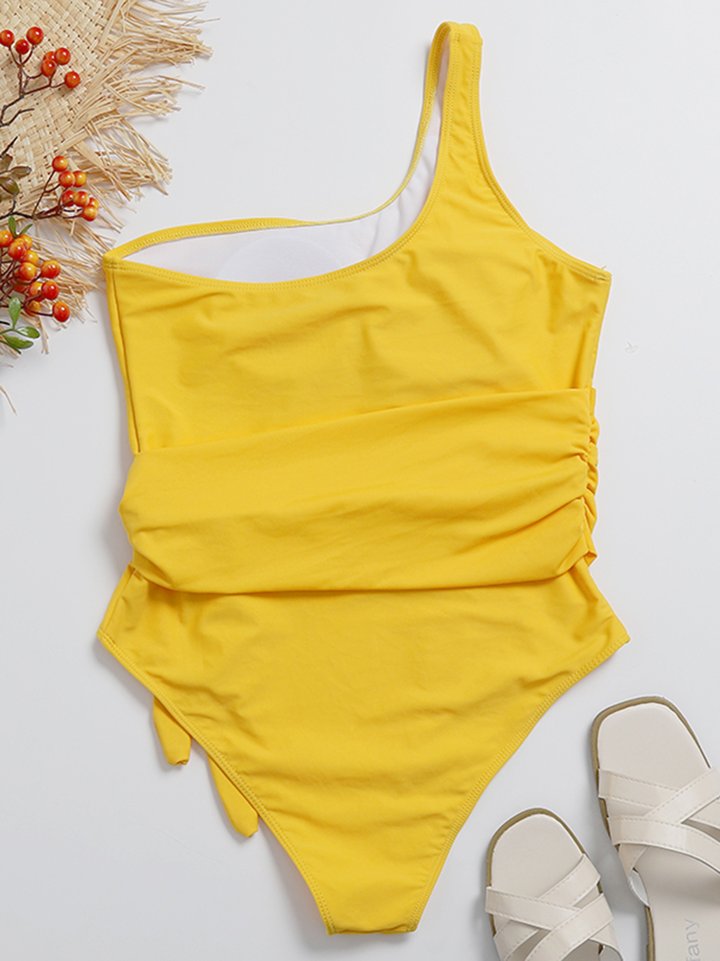 Solid Off Shoulder Belted Wrap Bikini