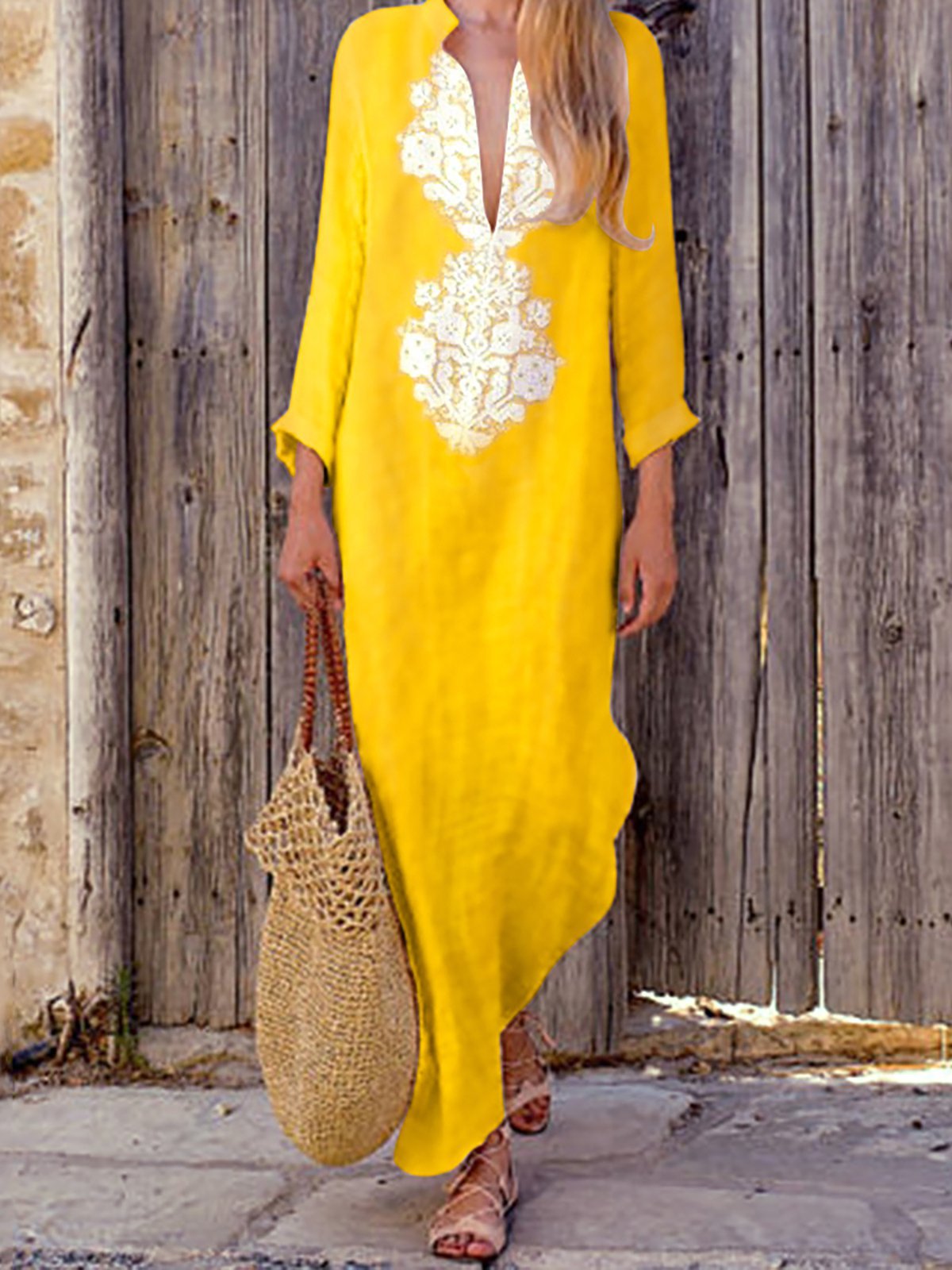 Women Casual Cotton Dress Shift Holiday Maxi Dresses