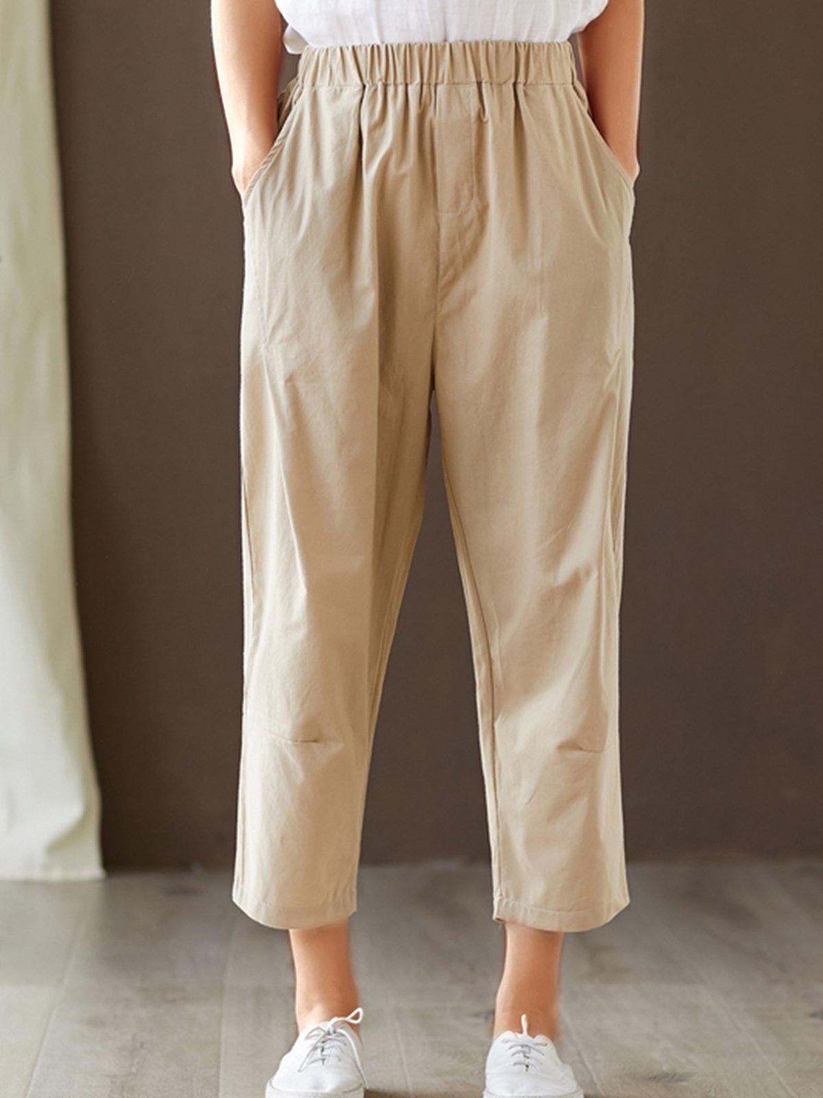 Plus Size Women Plain Casual Pants
