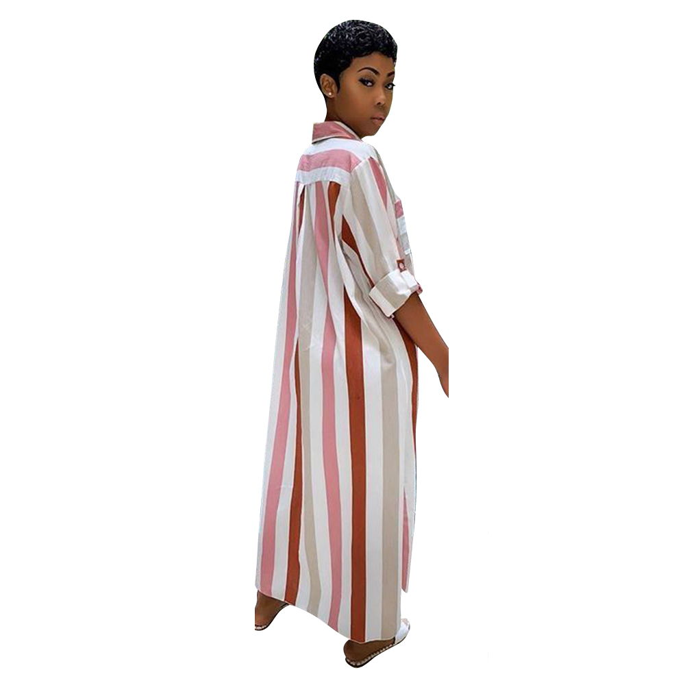 Colorful Stripes Long Slit Dress