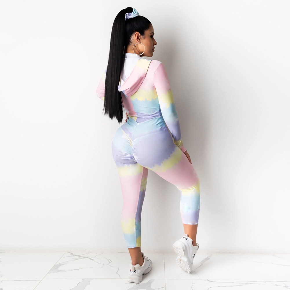 Tie Dye Long Sleeve Tight Tracksuit