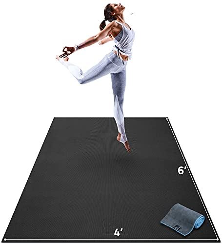 Gorilla Mats Premium Large Yoga Mat �C 6�� x 4�� x 8mm Extra Thick & Ultra Comfortable, Non-Toxic, Non-Slip Barefoot Exercise Mat- Black