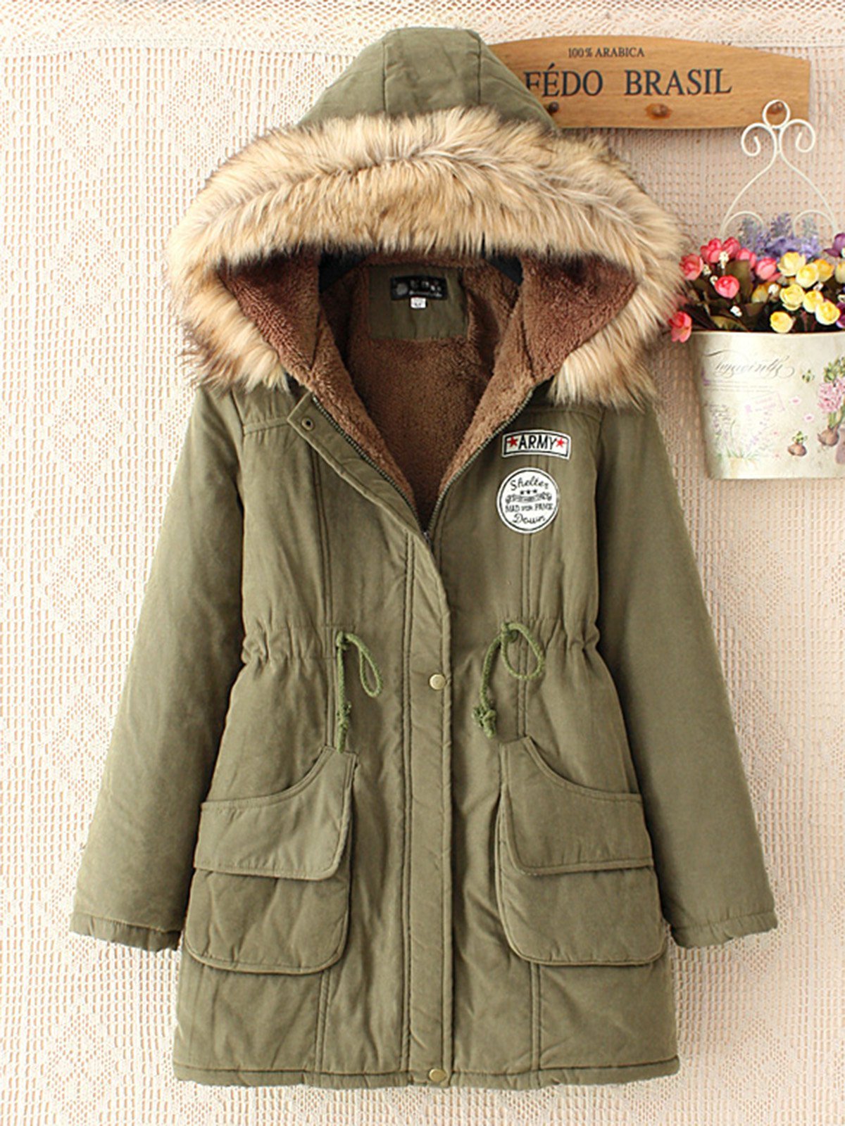 Fleece-lined Long Sleeve Casual Hoodie Pockets Coat