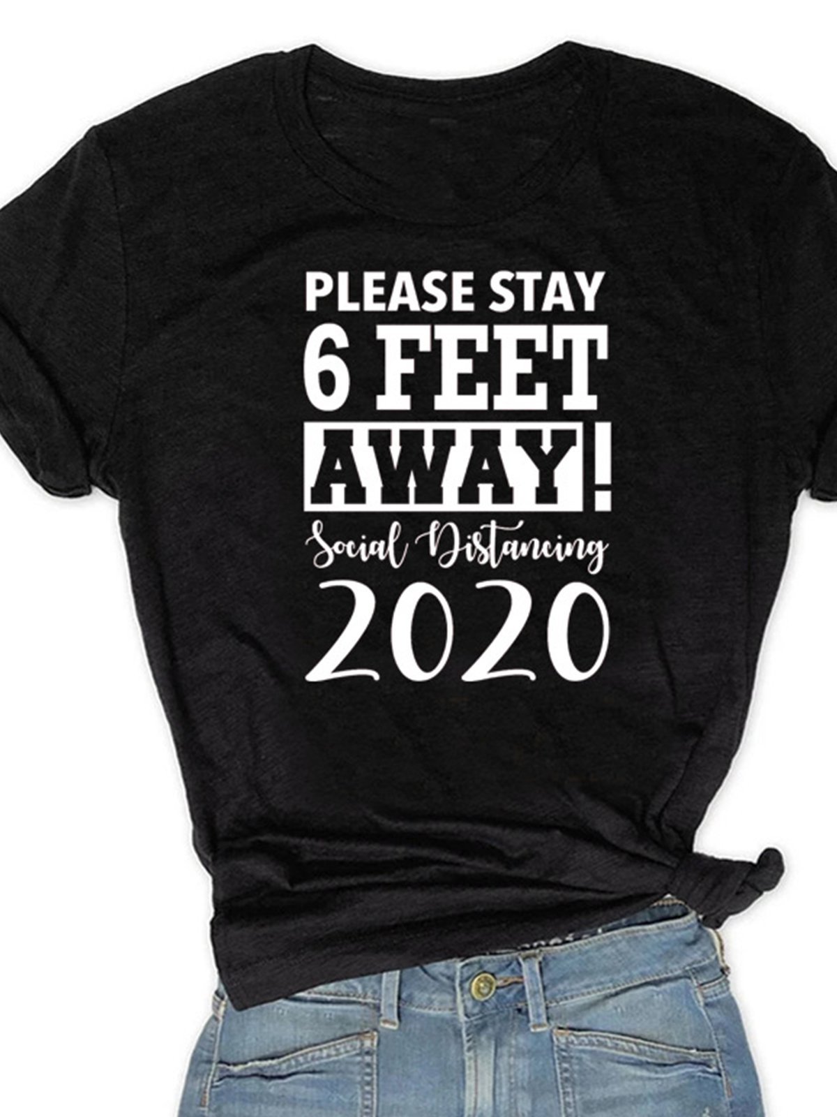 Round Neck Cotton-Blend Short Sleeve Printed Shirts & Tops