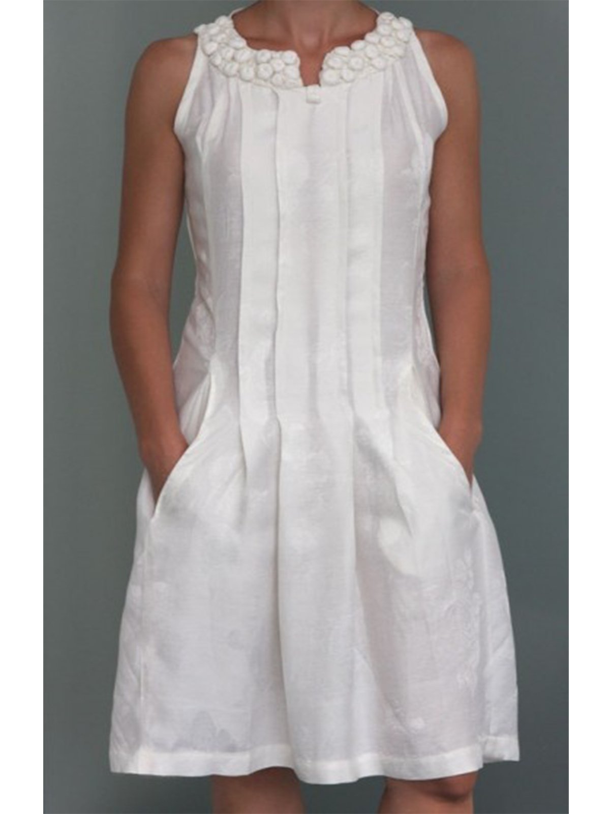 Solid Casual V Neck Cotton Dresses