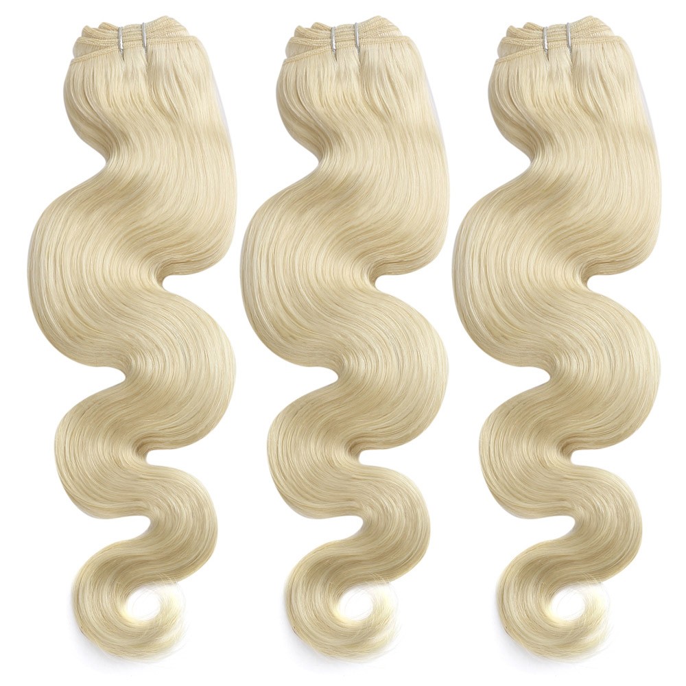 3 Bundles 300g Body Wavy Brazilian Remy Hair #613 Lightest Blonde