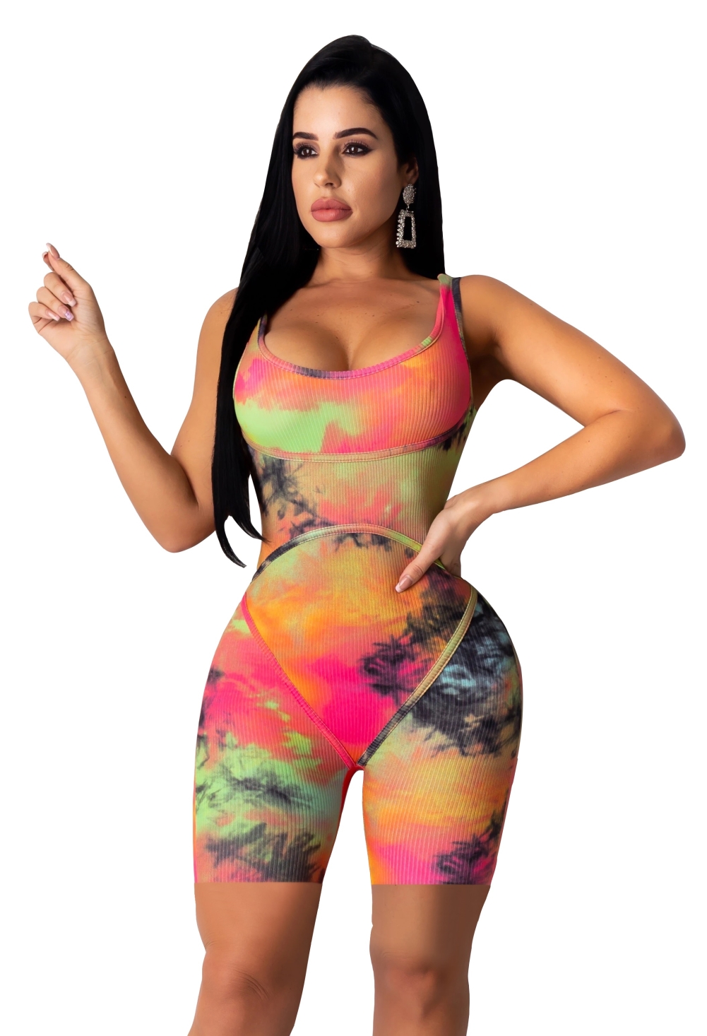 Sexy Tie Dye Sleeveless Bodycon Rompers