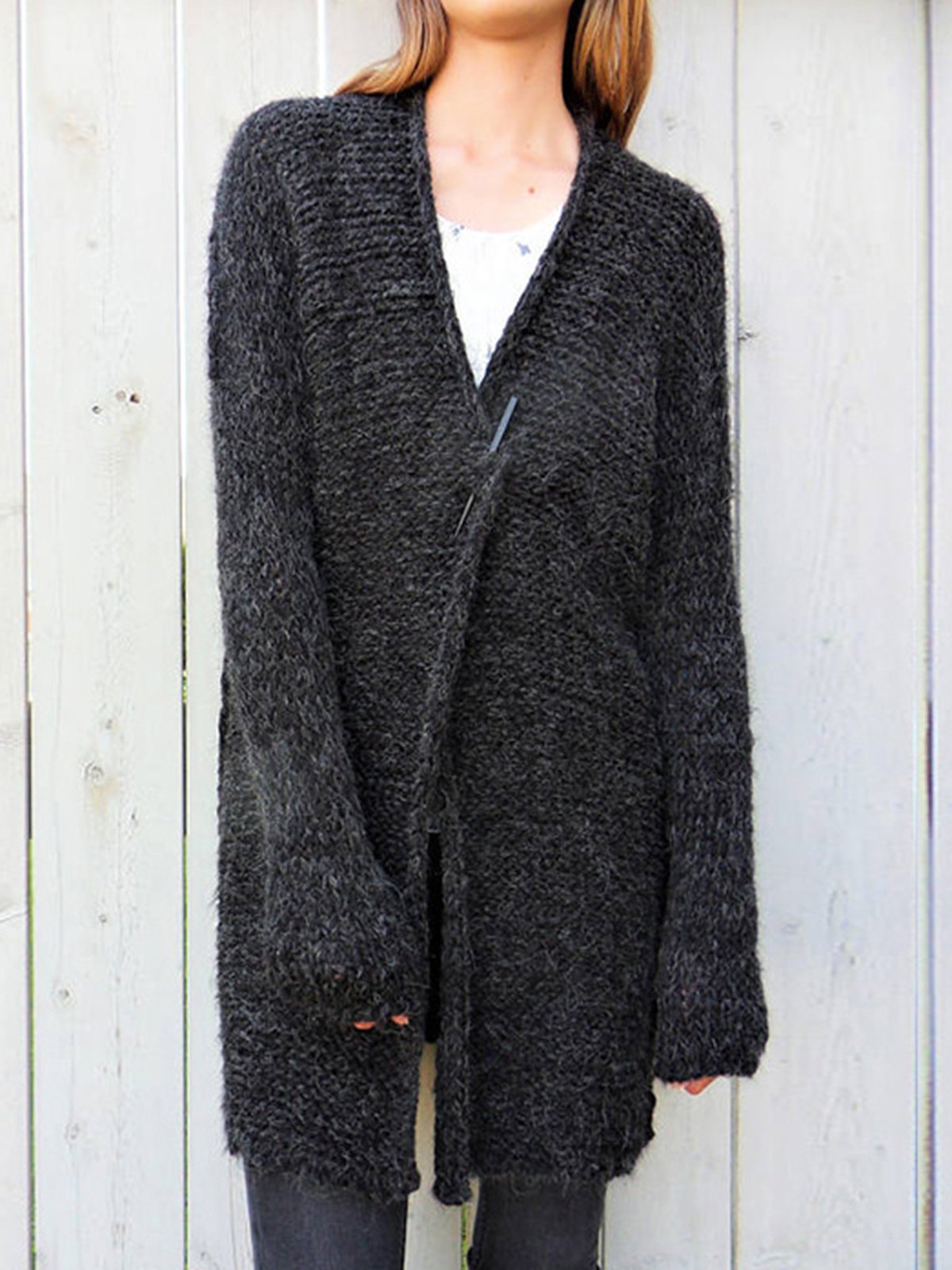 Buttoned Long Sleeve Casual Sweaters Fleece Cardigans