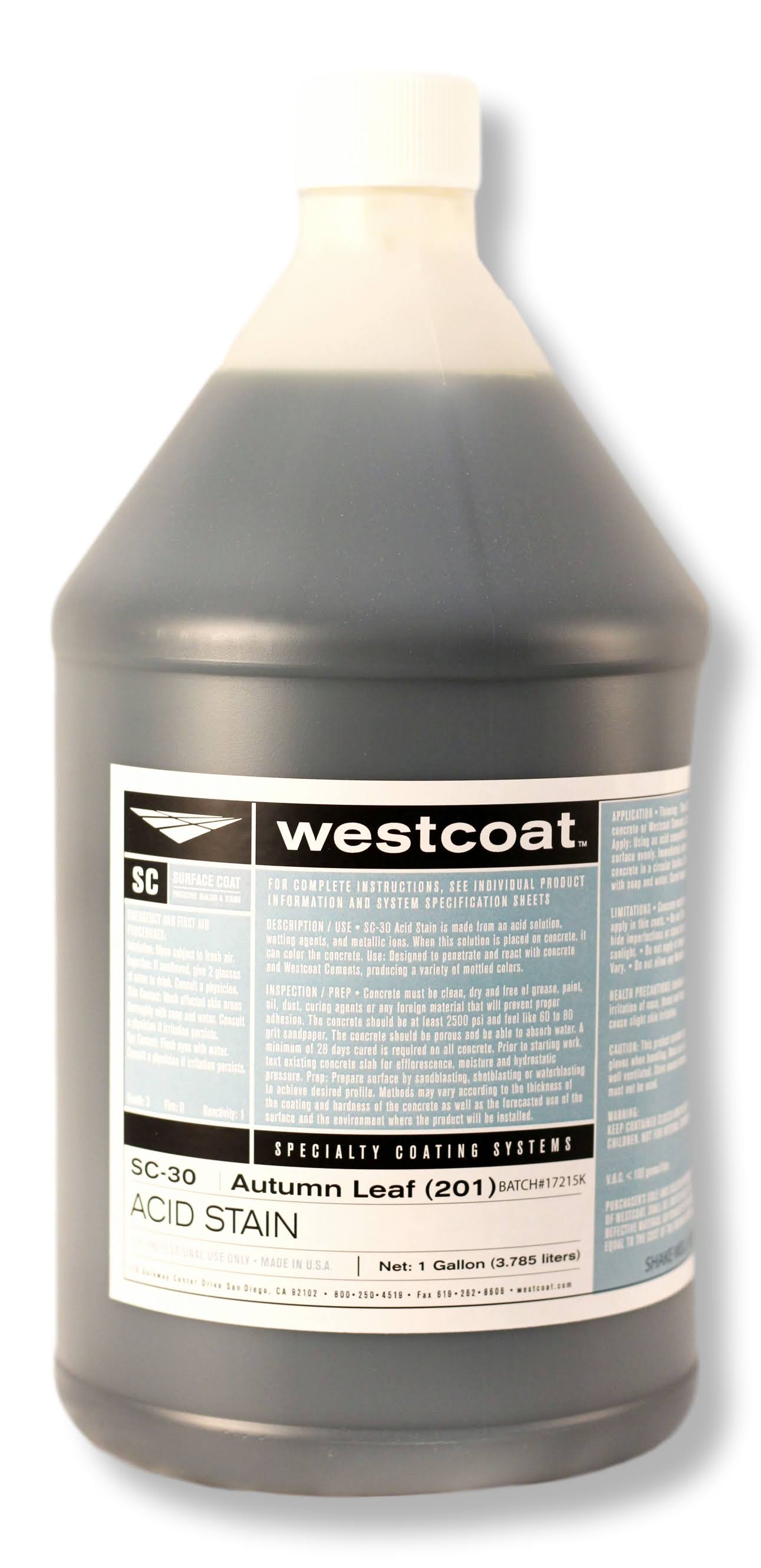 Westcoat SC-30 Acid Stain for Concrete Bronze / 1-Gallon