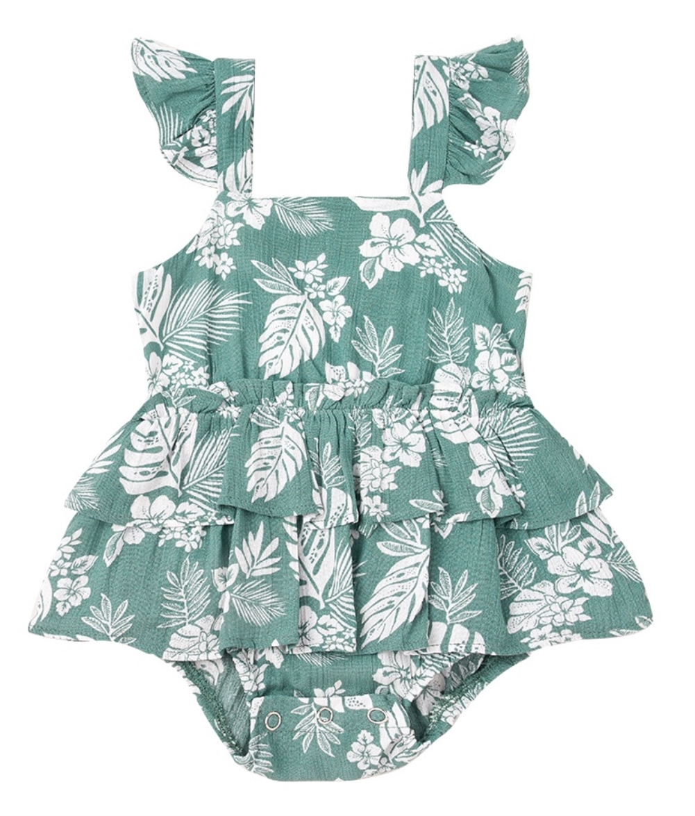 Summer Family Todder Girl Floral Strap Rompers