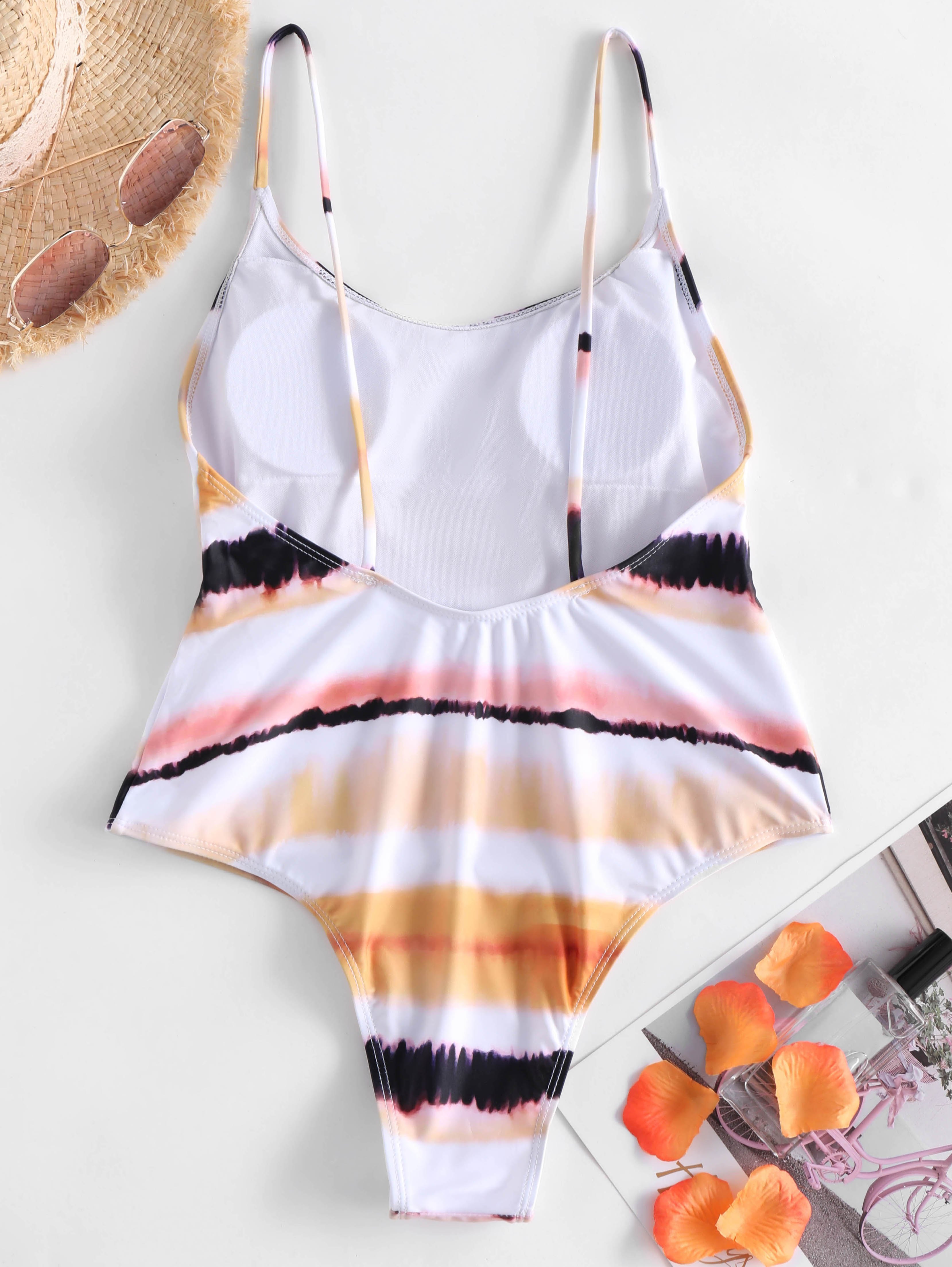 Tie Dye One-Piece Backless Swimsuit