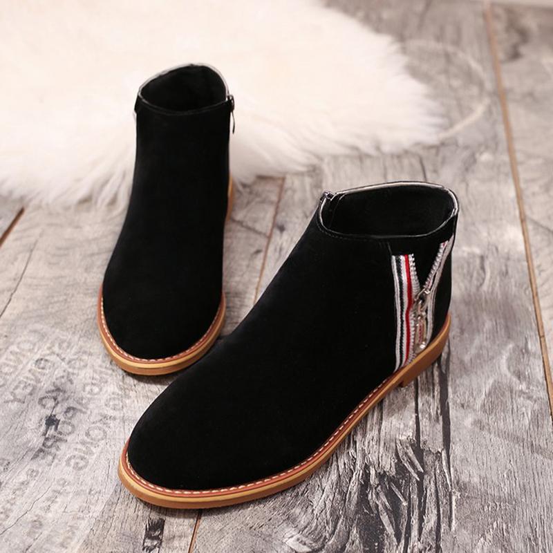 Womens Spring Ankle Suede Comfy Zipper Boots