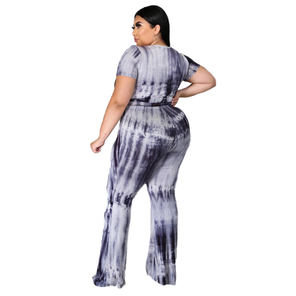 Plus Size Tie Dye Two Piece Matching Pants Set
